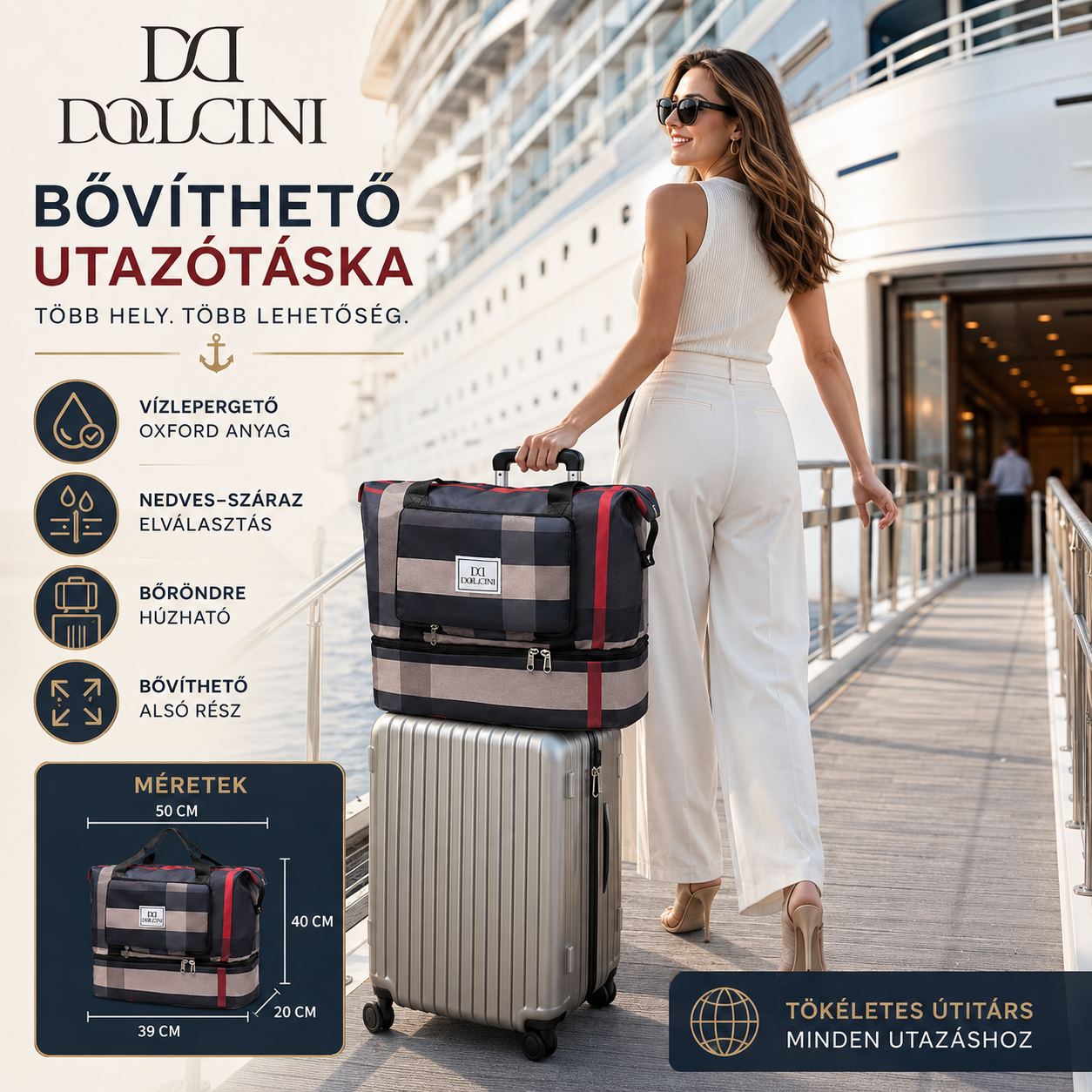 Dollcini Bővíthető Vízálló Utazótáska – Összecsukható, Több Színben