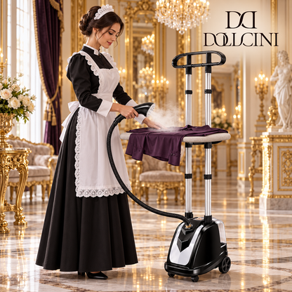 Dollcini Aparat de aburire pentru haine din cupru integral 2200W – rezervor de 35 L, cap de abur cu 10 orificii, negru