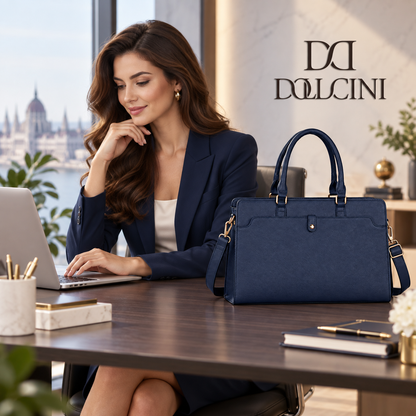 Dollcini Geantă de laptop pentru femei 15,6” – Geantă elegantă neagră de serviciu
