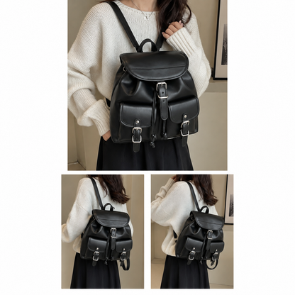 Dollcini Vintage Women's Backpack – Elegant and Practical Faux Leather Casual Bag