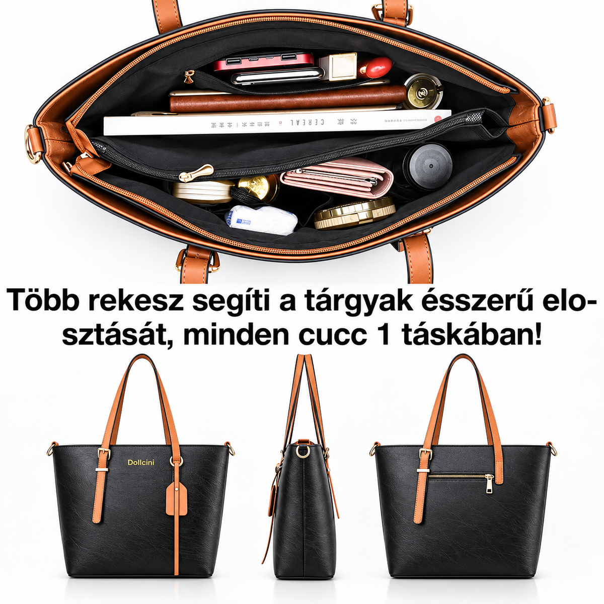 Dollcini Klasszikus Női Kézitáska – Vízálló Műbőr Válltáska