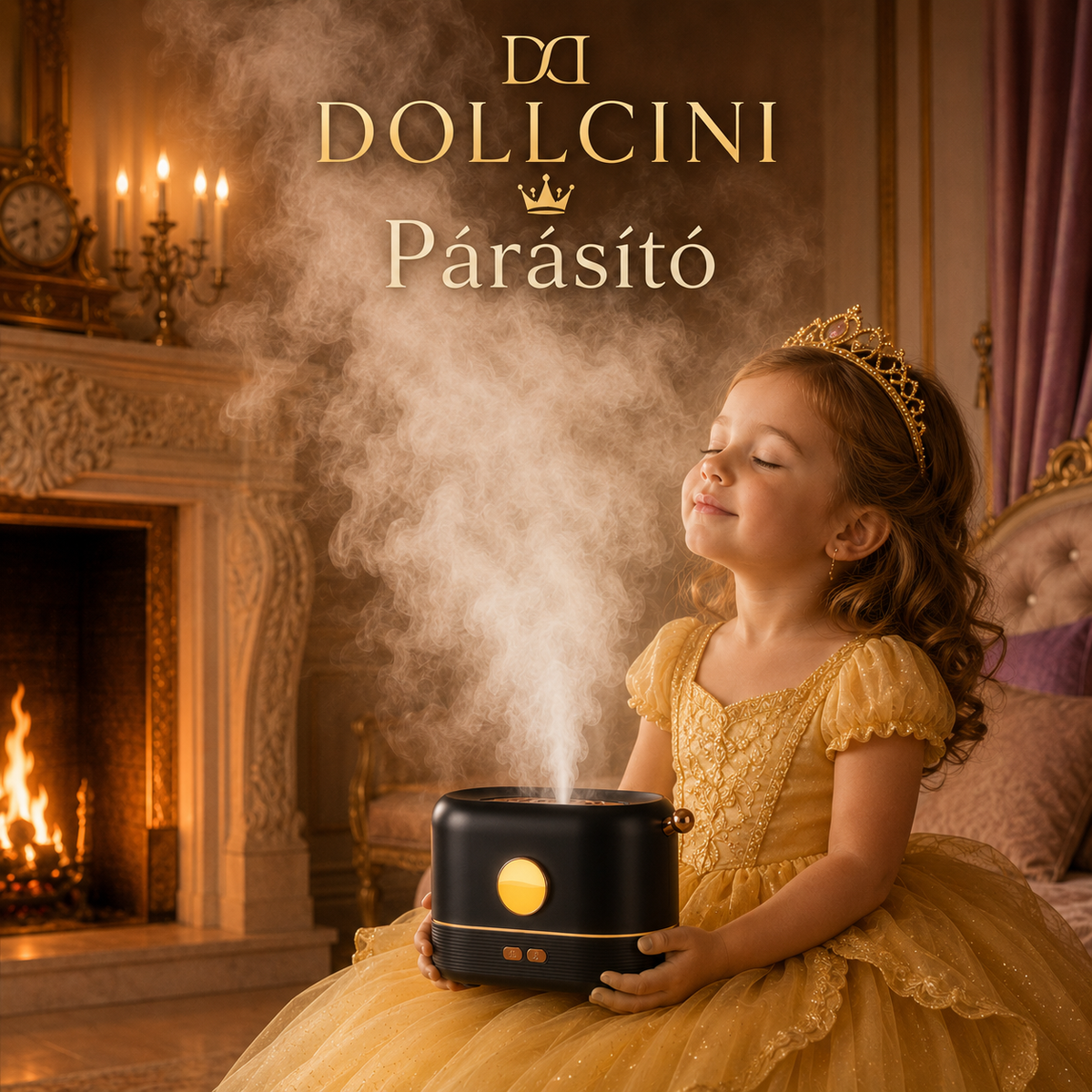 Dollcini Home Flame Humidifier – Quiet Aroma Diffuser, 200 ml