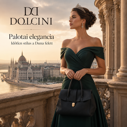 Elegantna črna ženska tote torba Dollcini – umetno usnje, zavihek, za vsakodnevno uporabo