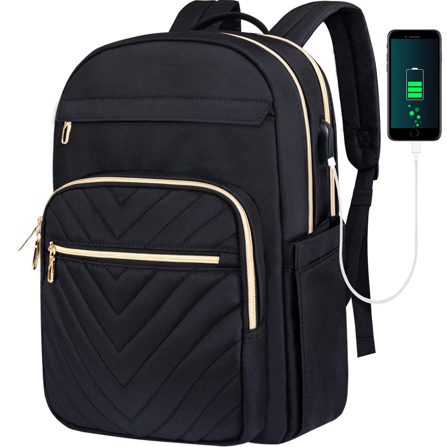 Dollcini Rucsac Urban pentru Femei cu Port USB – Ușor, Rezistent la Apă, pentru Laptop de 15”