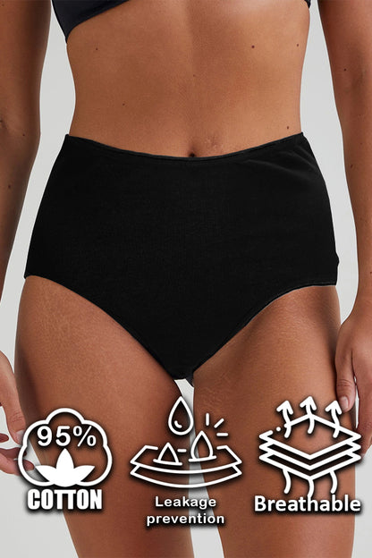 Dollcini Magas Derekú, Női Menstruációs Bugyi Szett - 95% Pamut, Szivárgásmentes, 3 db-os Csomag