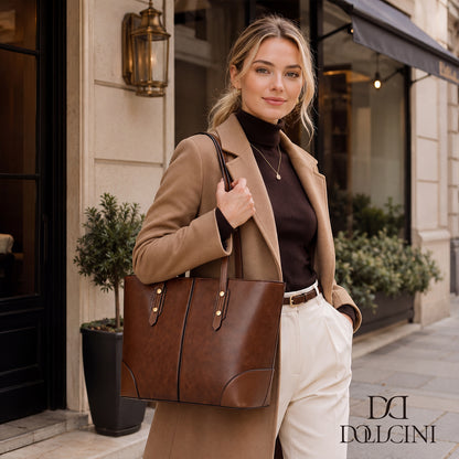 Dollcini, Női Nagy Méretű Tote Kézitáska – Urban Simplicity Stílus, Cipzáras, Mindennapi Használatra