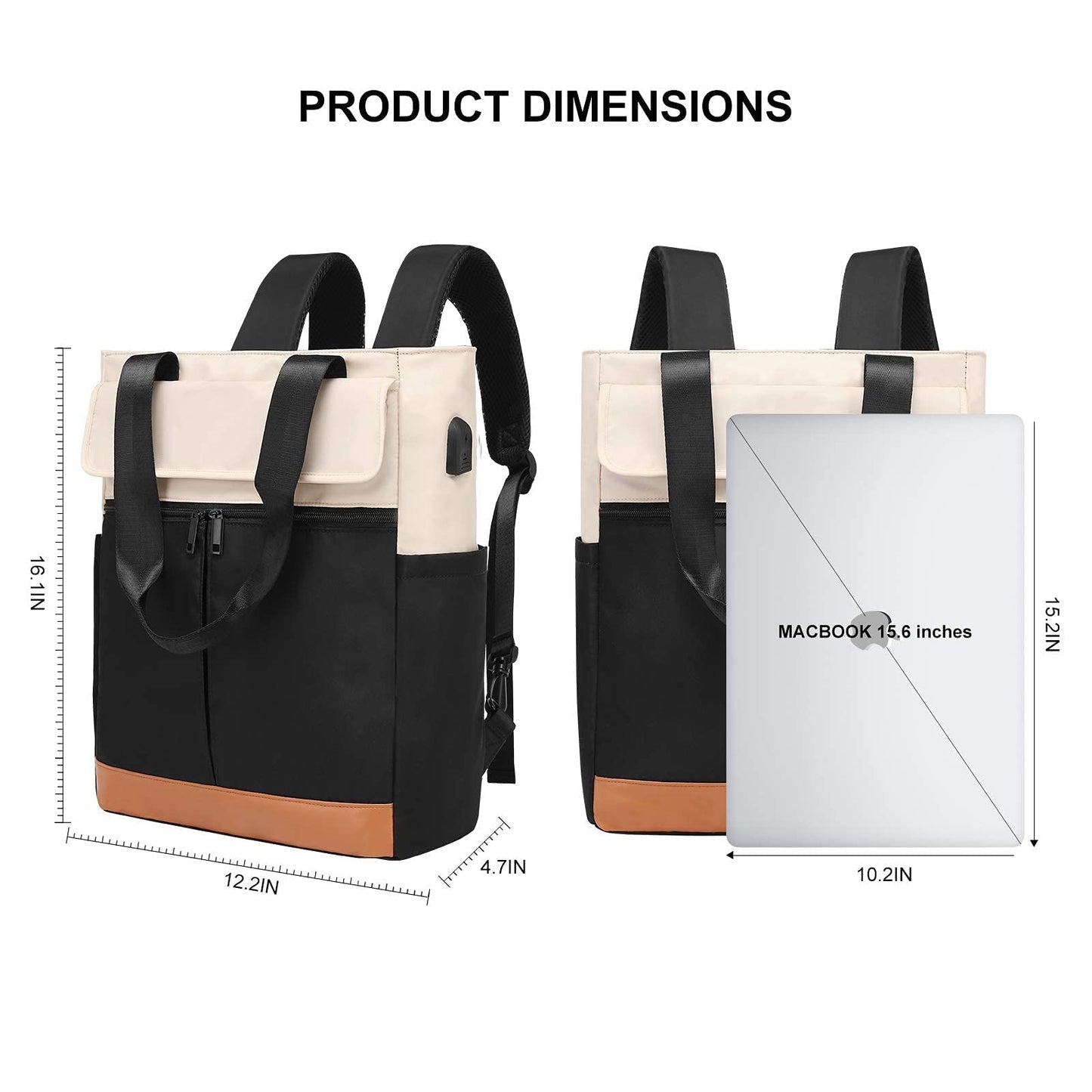 Dollcini Rucsac de damă la modă – Multifuncțional, geantă de laptop impermeabilă