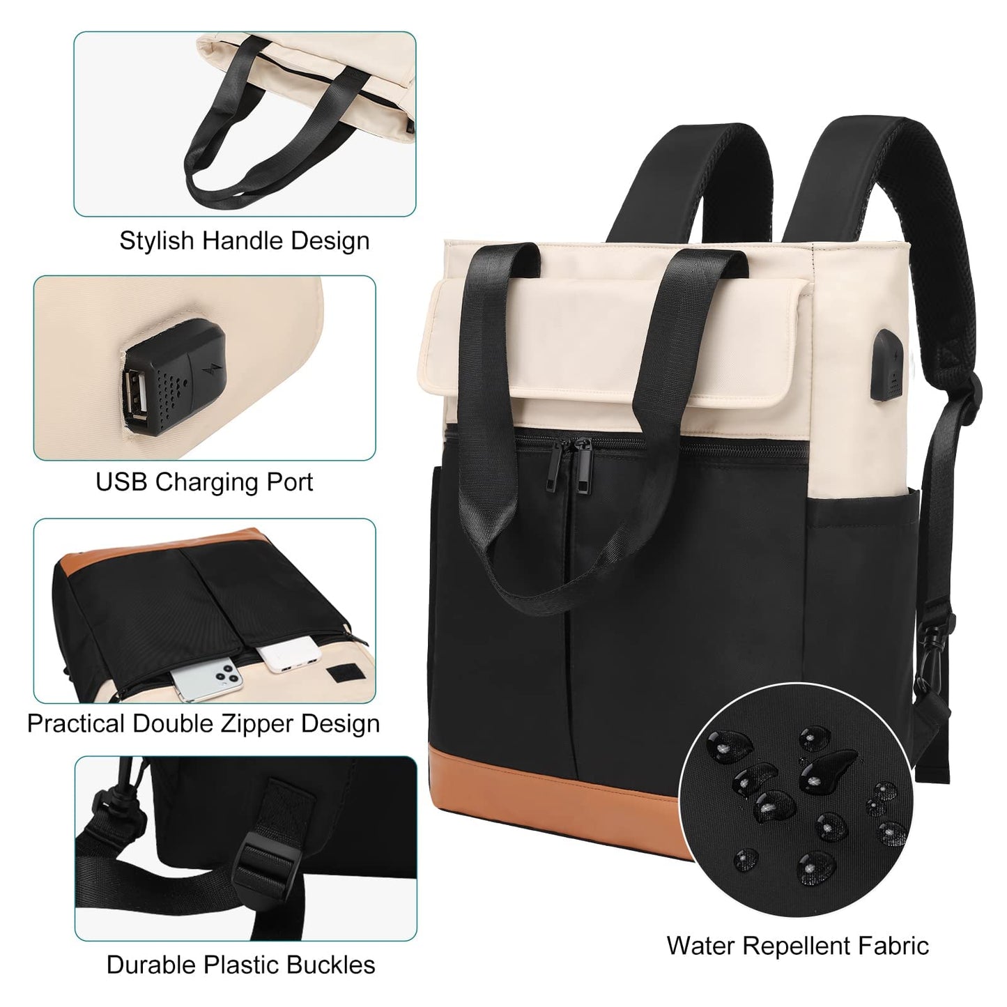 Dollcini Rucsac de damă la modă – Multifuncțional, geantă de laptop impermeabilă