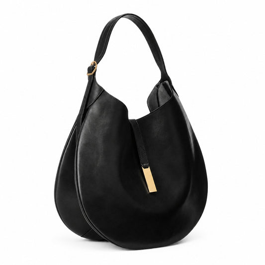 women's shoulder bag, large, faux leather, in use view