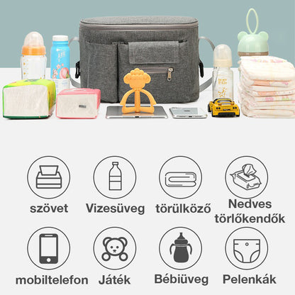 Dollcini Univerzális Babakocsi Táska – Pelenkatároló Rendszerező