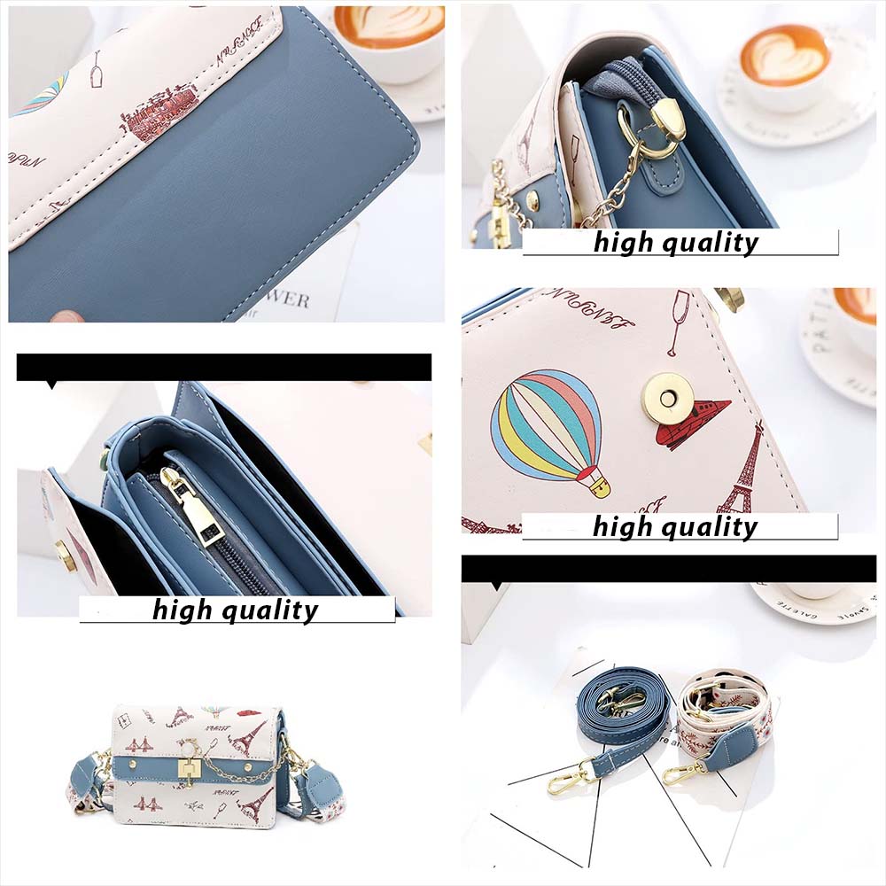 Dollcini Stílusos Női Műbőr Crossbody Táska – Kompakt, Kék